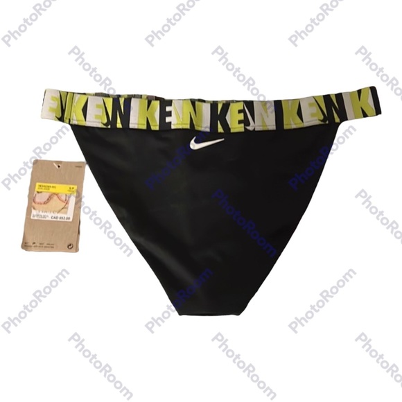 NWT | Nike | Bikini Bottoms | Size Small | Black, Lime Green & White - Picture 3 of 6